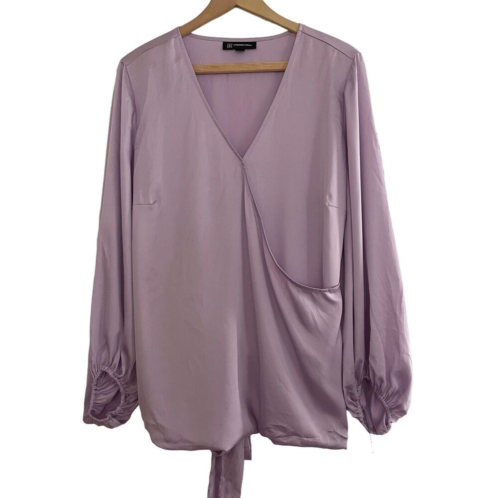 $80 Inc International Concepts Women's Pink Surplice Tie Top Blouse Sz 0X XL